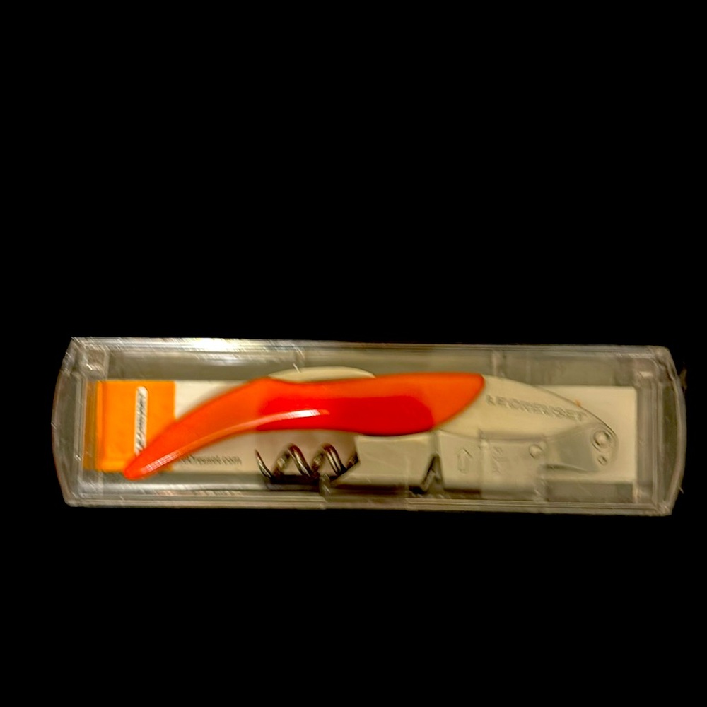 NIB le cruset two step cork remover for wine orange color